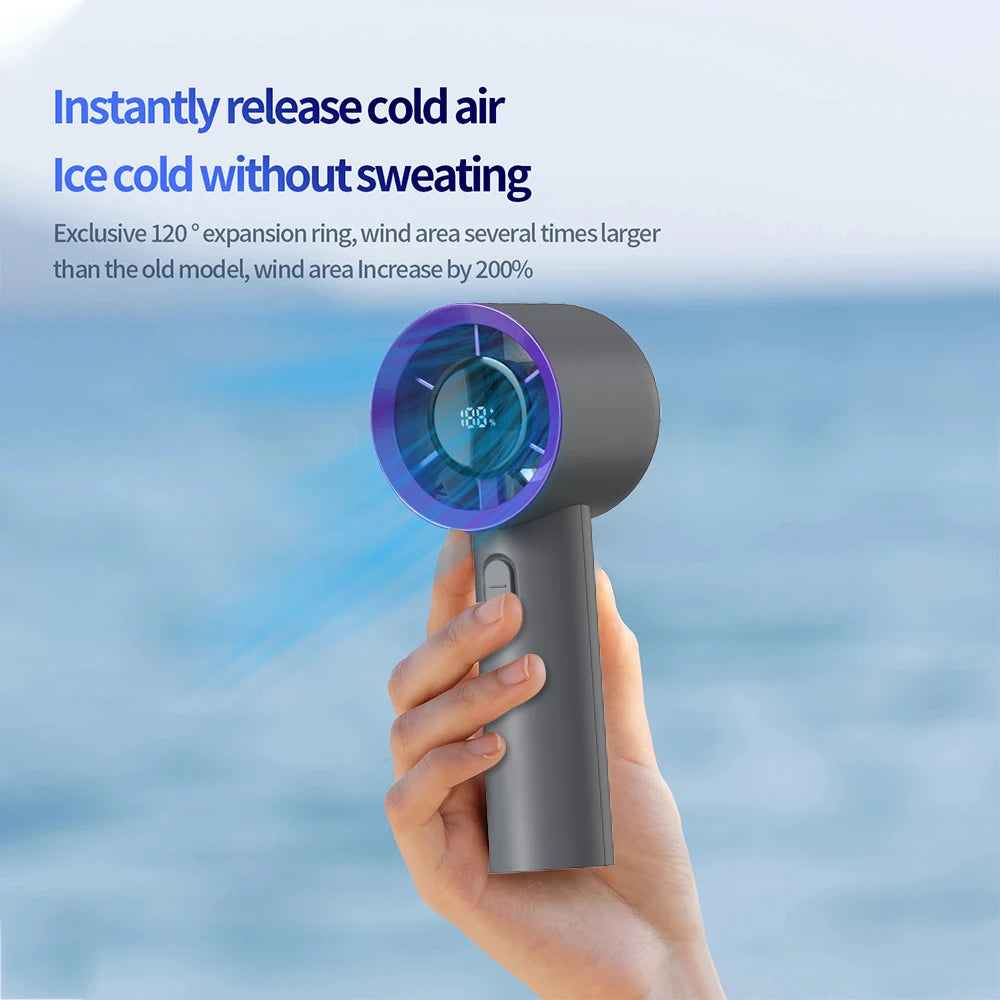 Pocket Power Breeze — 5-Speed Mini Fan with LED Screen for Instant Cool.