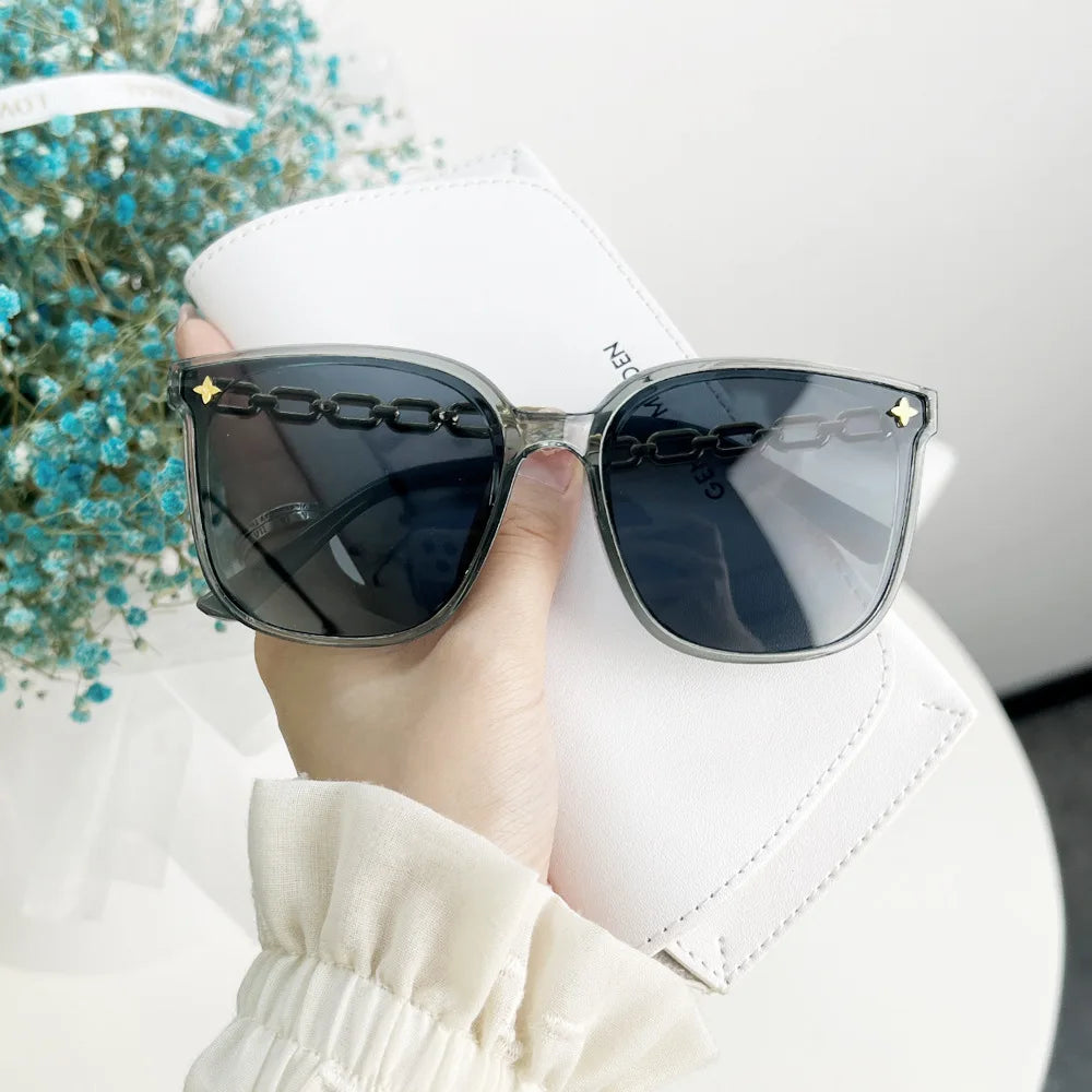 Vintage Big Frame Black Mirror Sunglasses