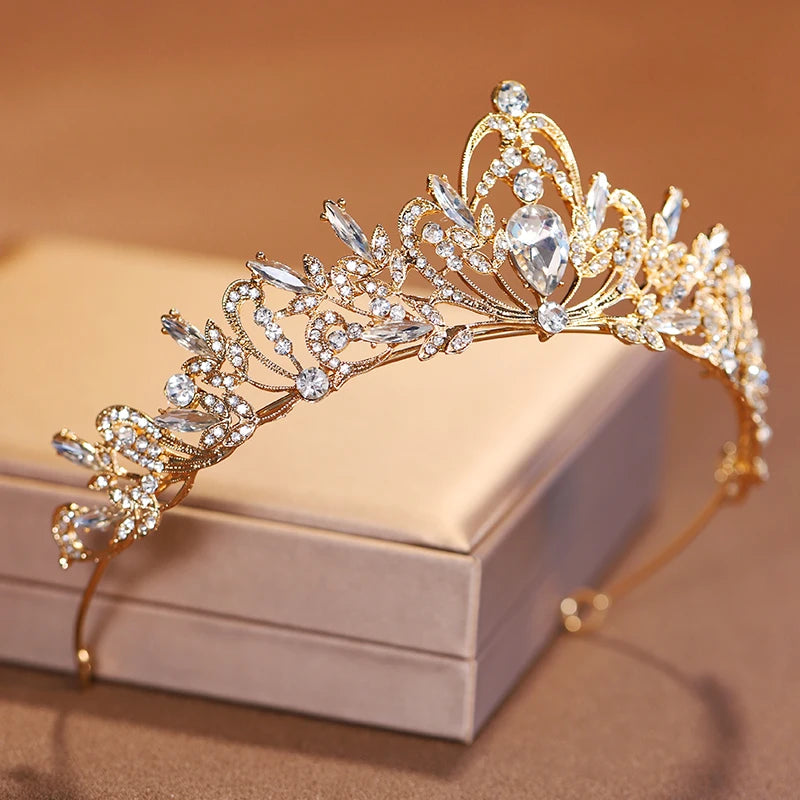 Gold-Color Women's Classic Wedding Crown