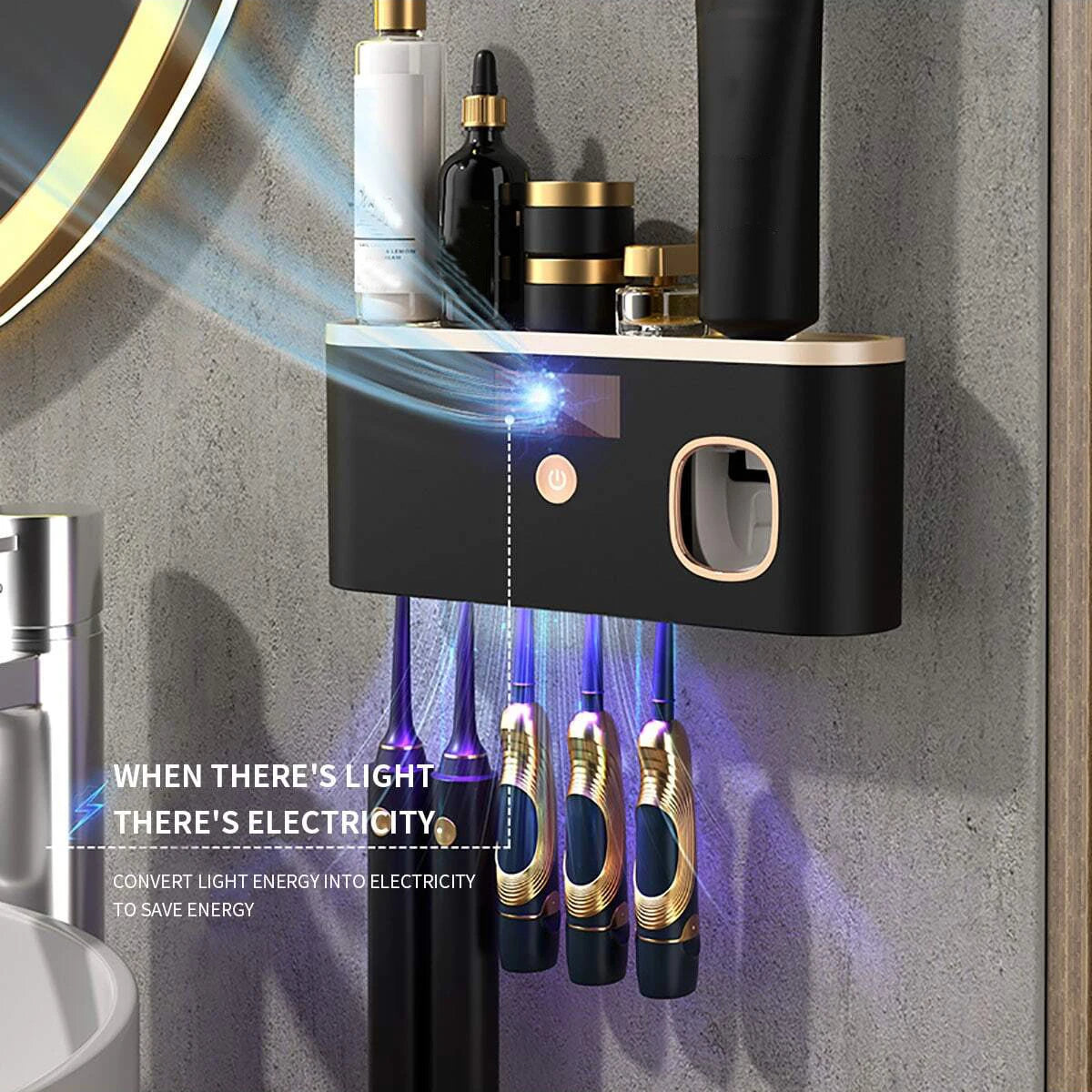 UV Sterilizing Intelligent Toothbrush Holder - Dual Functionality