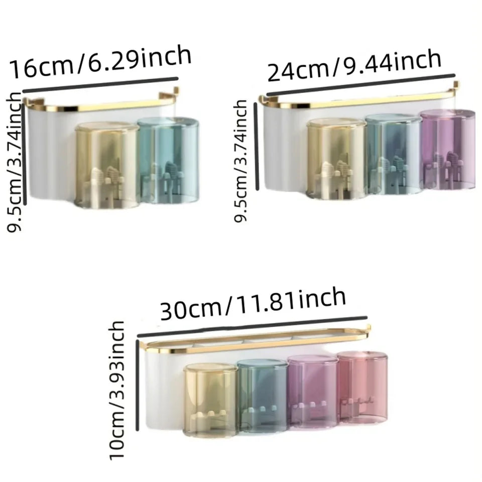 Wall-Mounted Toothbrush Holder with Automatic Toothpaste Dispenser