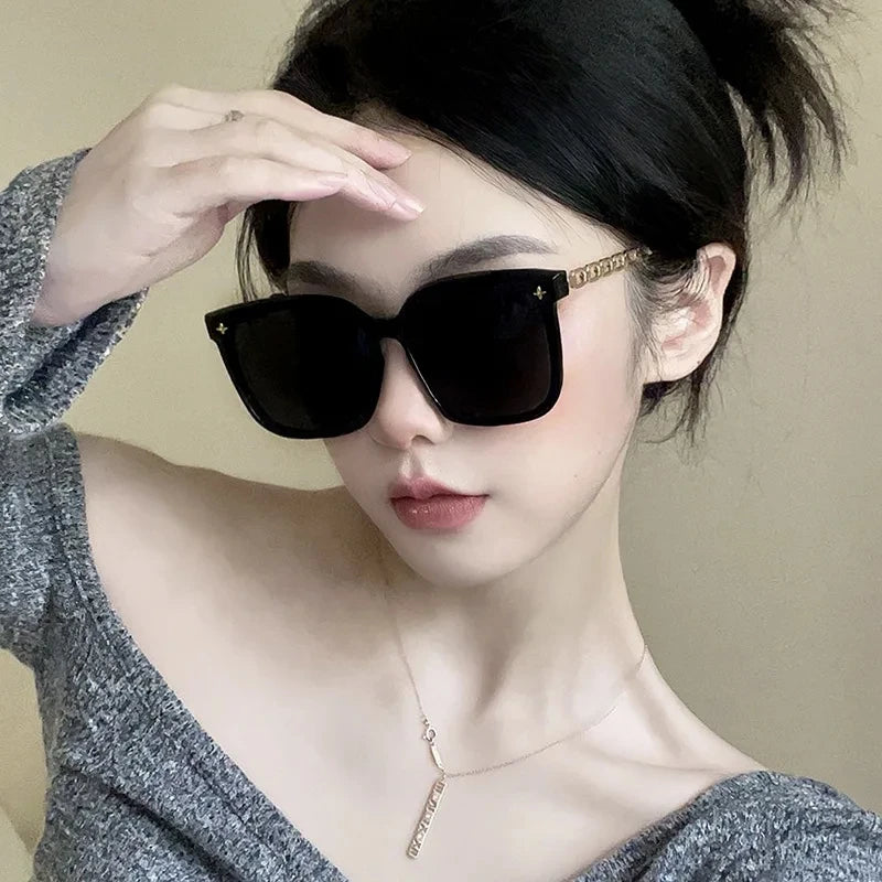 Vintage Big Frame Black Mirror Sunglasses