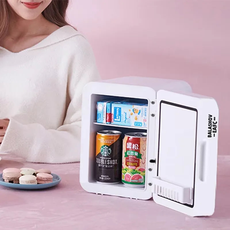 4L Mini Makeup Fridge with LED Light Mirror