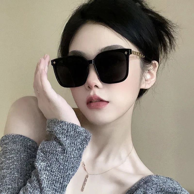 Vintage Big Frame Black Mirror Sunglasses