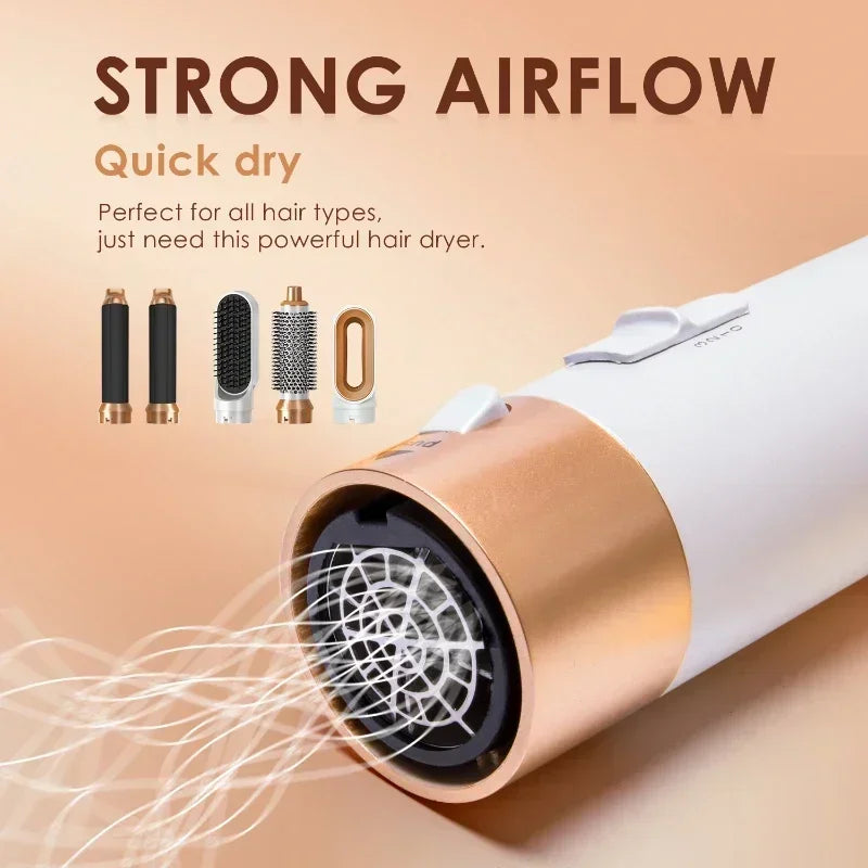 5-in-1 Hair Dryer & Styling Tool Set - Professional Hot Comb, Curler, and Straightener