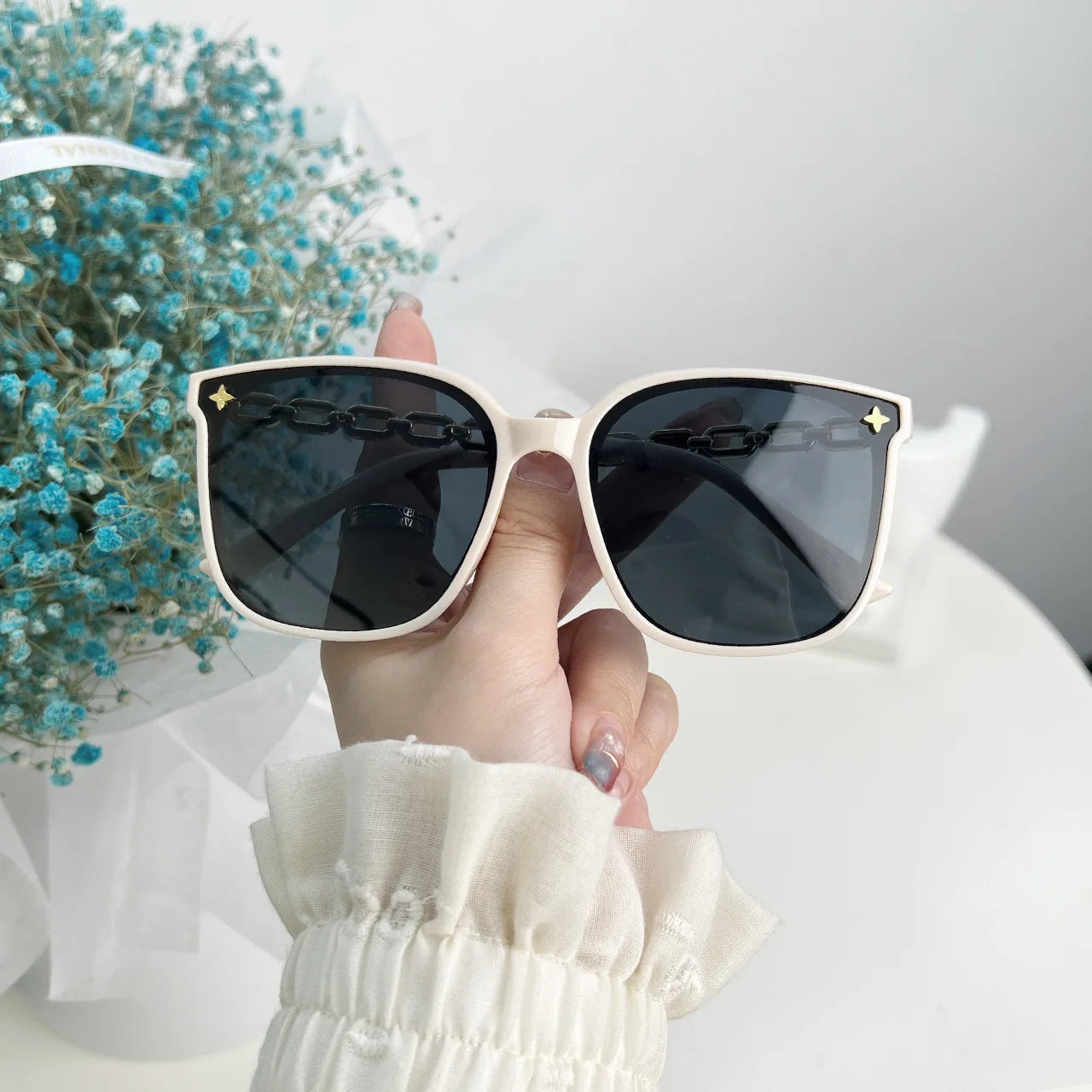 Vintage Big Frame Black Mirror Sunglasses