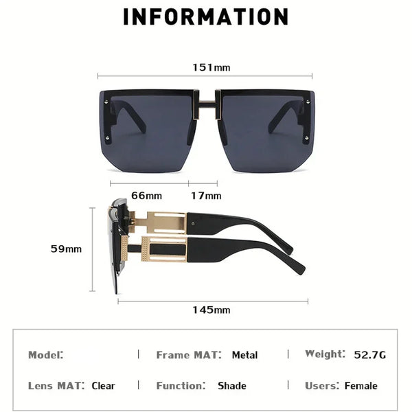 Rimless Square Sunglasses – Sleek Frameless Design