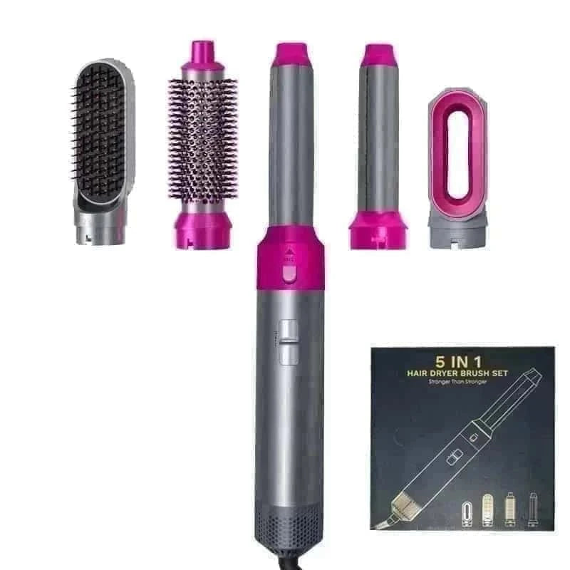 5-in-1 Hair Dryer & Styling Tool Set - Professional Hot Comb, Curler, and Straightener