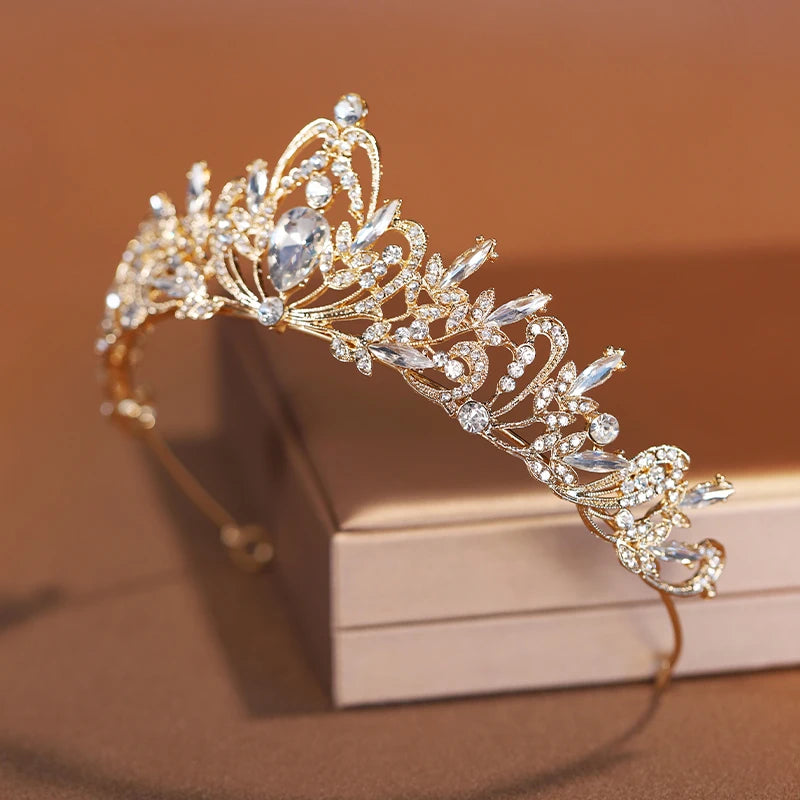 Gold-Color Women's Classic Wedding Crown