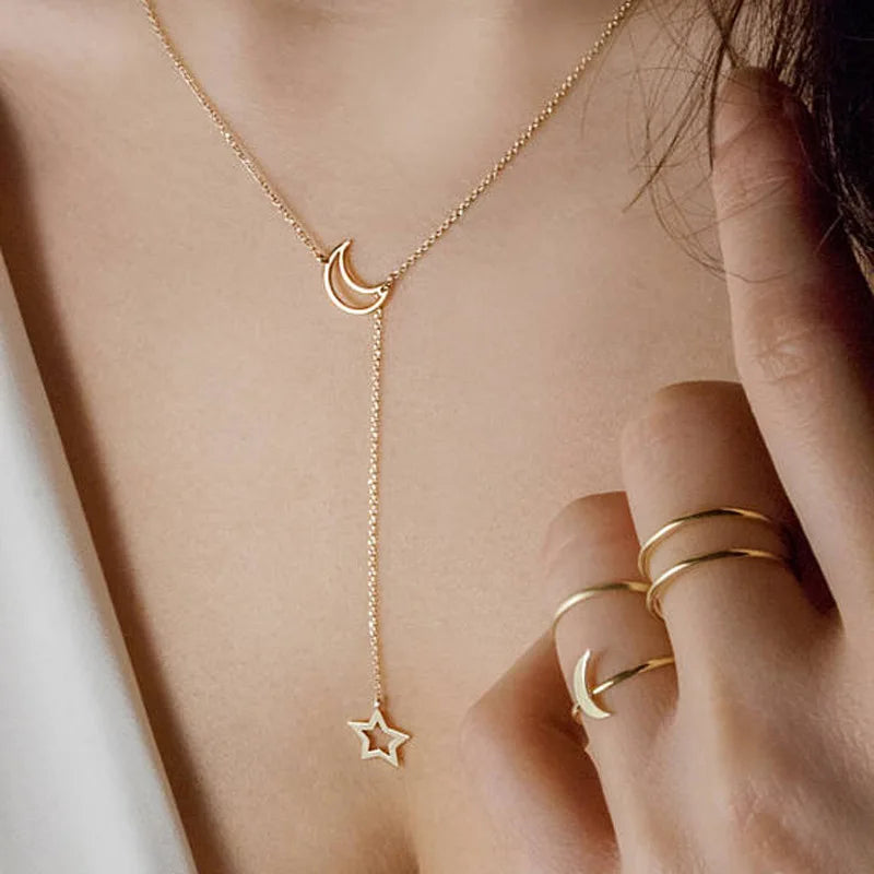 Celestial Charm Moon & Star Pendant Necklace