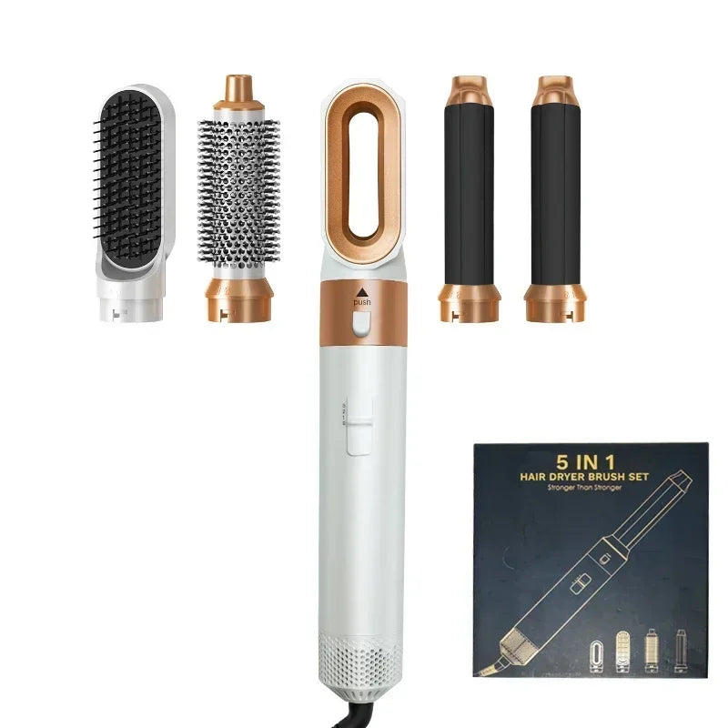 5-in-1 Hair Dryer & Styling Tool Set - Professional Hot Comb, Curler, and Straightener