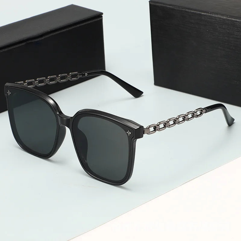 Vintage Big Frame Black Mirror Sunglasses