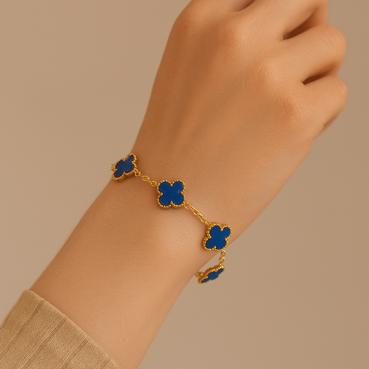 Gold-Plated Floral Bracelet – Elegant Stainless Steel with Vibrant Accents