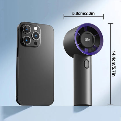 Pocket Power Breeze — 5-Speed Mini Fan with LED Screen for Instant Cool.