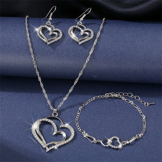 Exquisite Double Heart Jewelry Set
