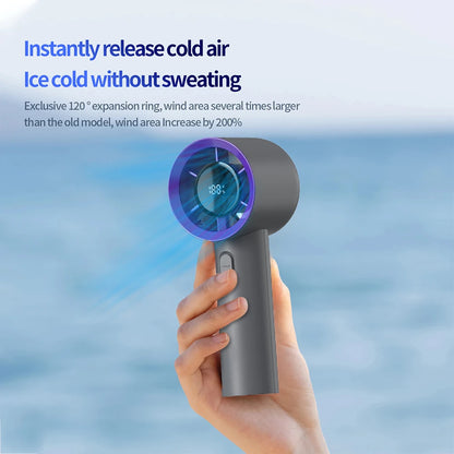 Pocket Power Breeze — 5-Speed Mini Fan with LED Screen for Instant Cool.