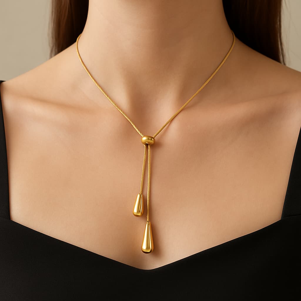 Stainless Steel Water Drop Pendant Necklace