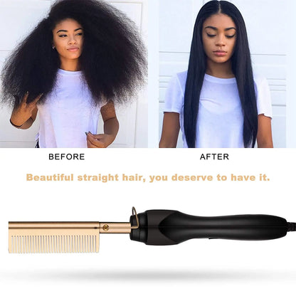 2-in-1 Hot Comb & Hair Straightener – Fast Heating & Anti-Scald Design