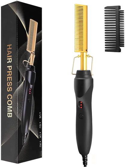 2-in-1 Hot Comb & Hair Straightener – Fast Heating & Anti-Scald Design