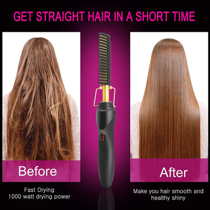 2-in-1 Hot Comb & Hair Straightener – Fast Heating & Anti-Scald Design