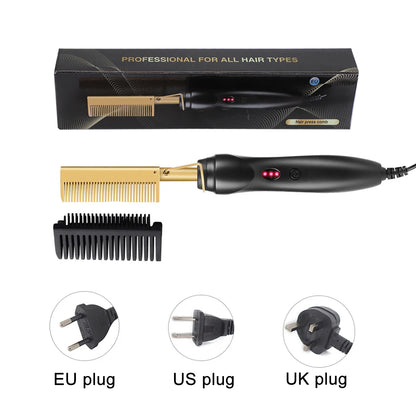 2-in-1 Hot Comb & Hair Straightener – Fast Heating & Anti-Scald Design