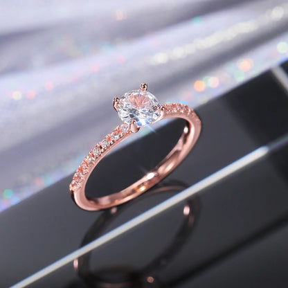 Round Zirconia Women Wedding Engagement Ring