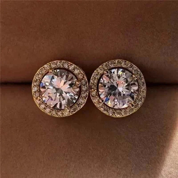 Female Luxury Crystal Round Stud Earring