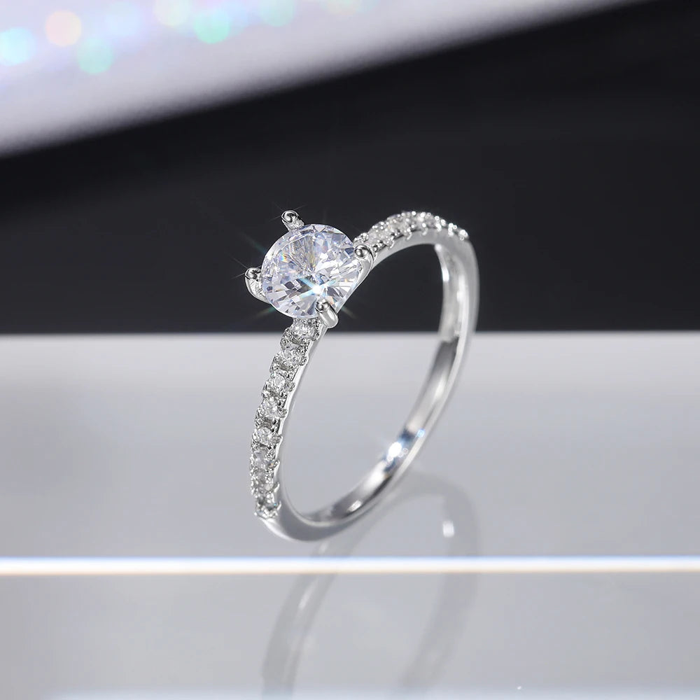 Round Zirconia Women Wedding Engagement Ring