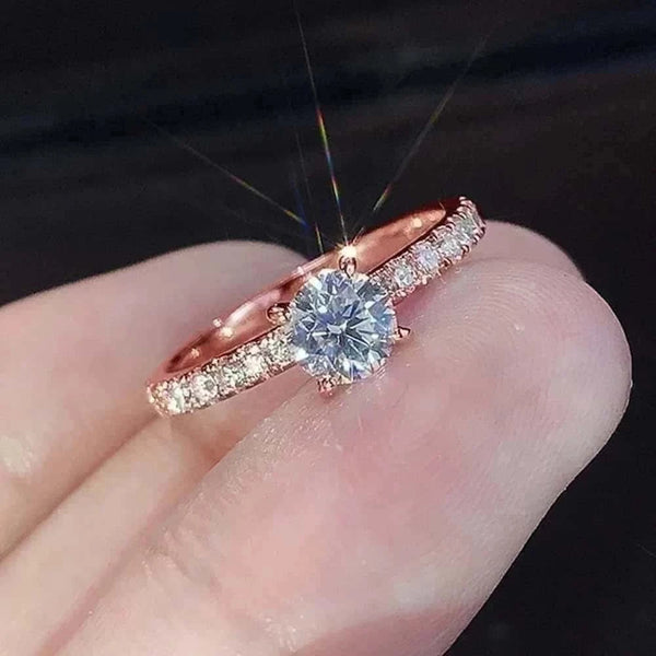 Elegant Round Zirconia Wedding Engagement Ring