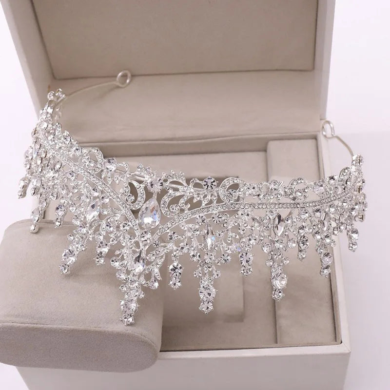 Elegant Bridal Jewelry Set - Silver Crystal Water Drop Design