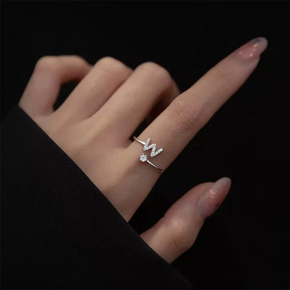 Fashion 925 Sterling Silver 26 Letter Ring