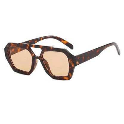 Retro Double-Bridge Sunglasses – Luxe Leopard Brown Gradient