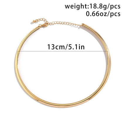 Punk Smooth Metal Round Choker Necklace – Bold & Minimalist Design