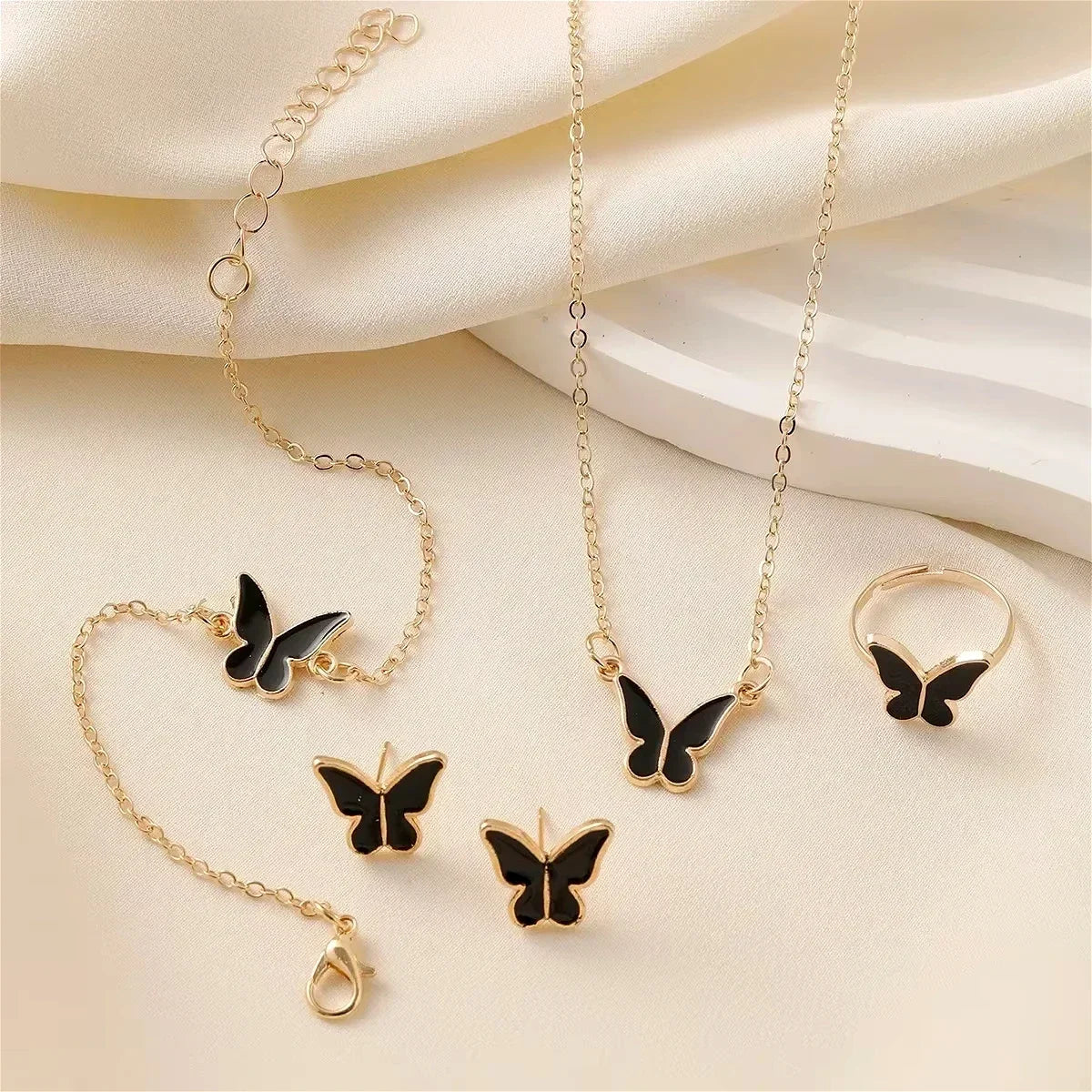 Romantic Butterfly Crystal Jewelry Set – Elegant Wedding & Party Accessories