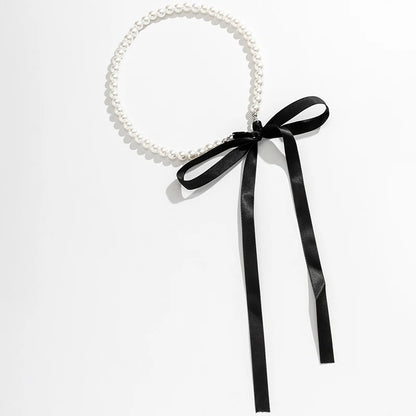 Trend Wedding Party Jewelry Long Black Ribbon Choker Necklace