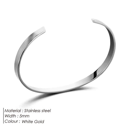 Unisex Stainless Steel Cuff Bracelet – Minimalist Platinum Design