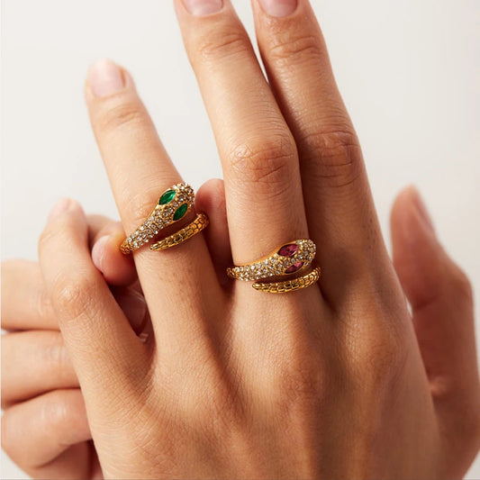 Luxury Snake Vintage Hollow Zircon Ring