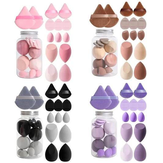 14-Piece Makeup Sponge Set with Storage Jar - Flawless Application Made Easy