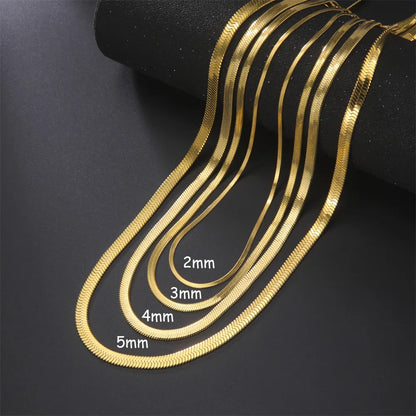 Gold Color Stainless Steel Snake Chain Necklace