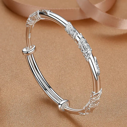 925 Sterling Silver Peacock Open Bracelet – Luxury Designer Jewellery