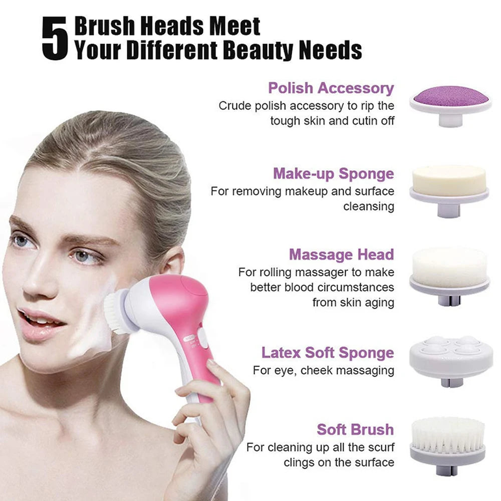 Electric 5 In 1 Facial Cleaning Brush