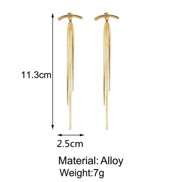 Elegant Heart Tassel Thread Chain Drop Earrings