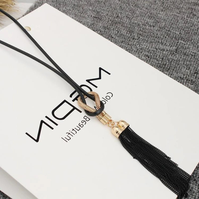 Fashion Pendant Necklace Tassel Long Winter Sweater Chain Necklace