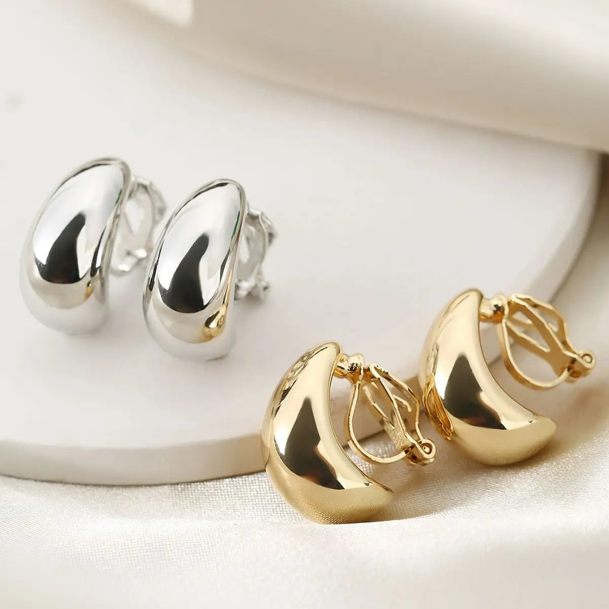 New French Light Luxury Droplet shaped Ear Clip with No Ear Holes