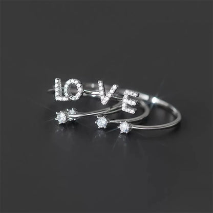 Fashion 925 Sterling Silver 26 Letter Ring