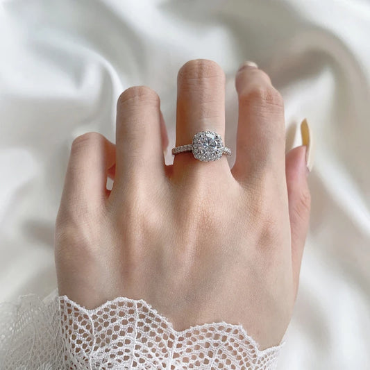 Luxury Moissanite Sterling Silver Engagement Ring