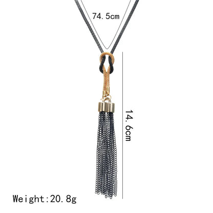 Fashion Pendant Necklace Tassel Long Winter Sweater Chain Necklace