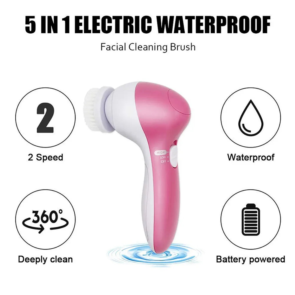 Electric 5 In 1 Facial Cleaning Brush