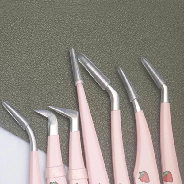Precision False Eyelash Tweezers - 6 Styles for Effortless Application