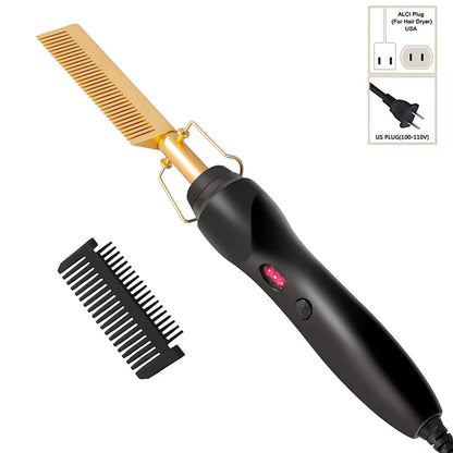 2-in-1 Hot Comb & Hair Straightener – Fast Heating & Anti-Scald Design